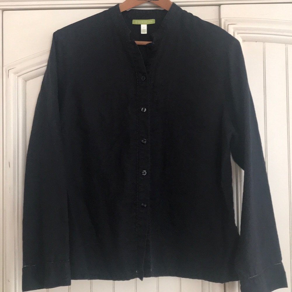 Black 100% linen blouse